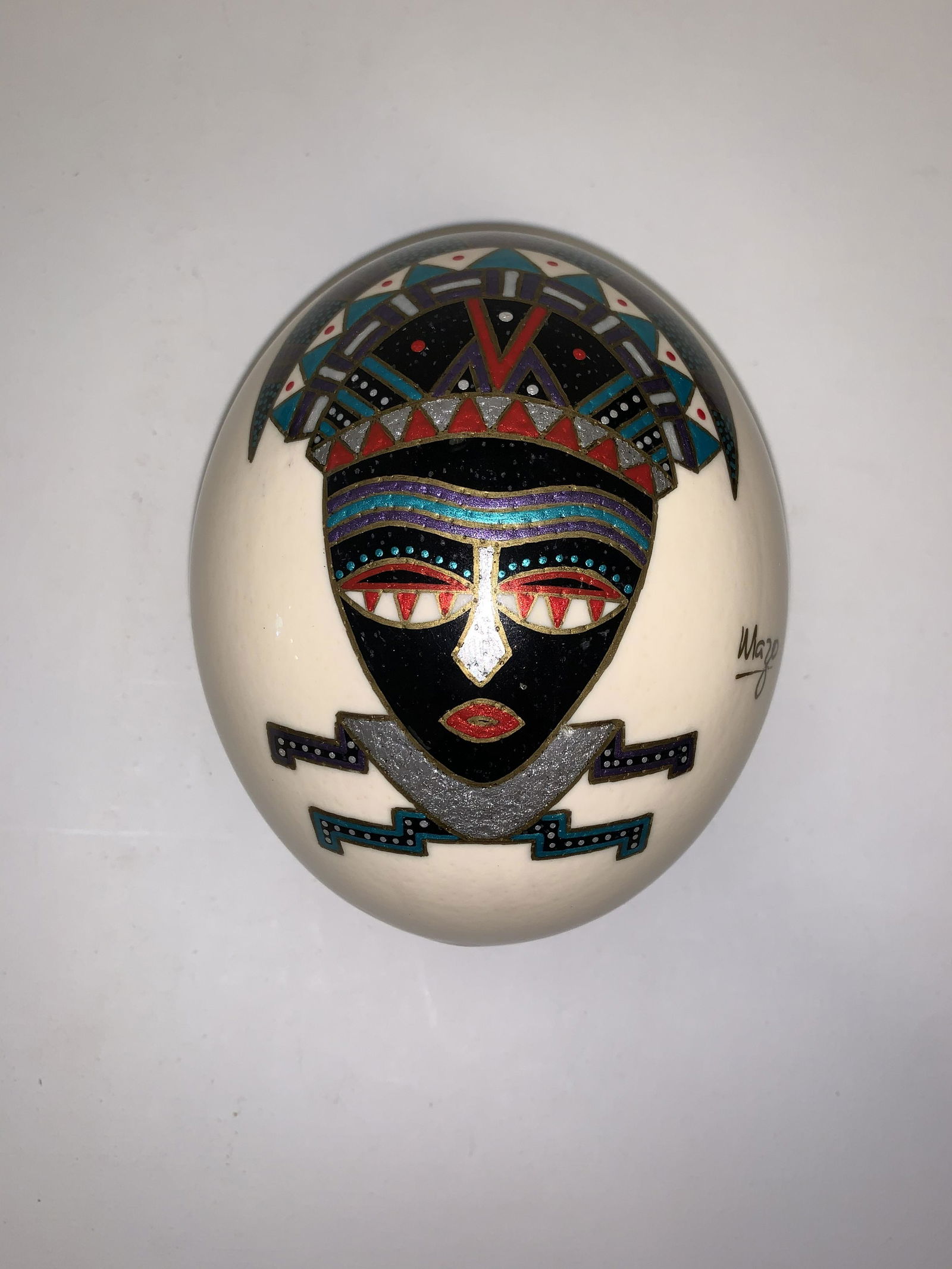 "Mazo" Hand Painted Ostrich Egg (1 of 3)