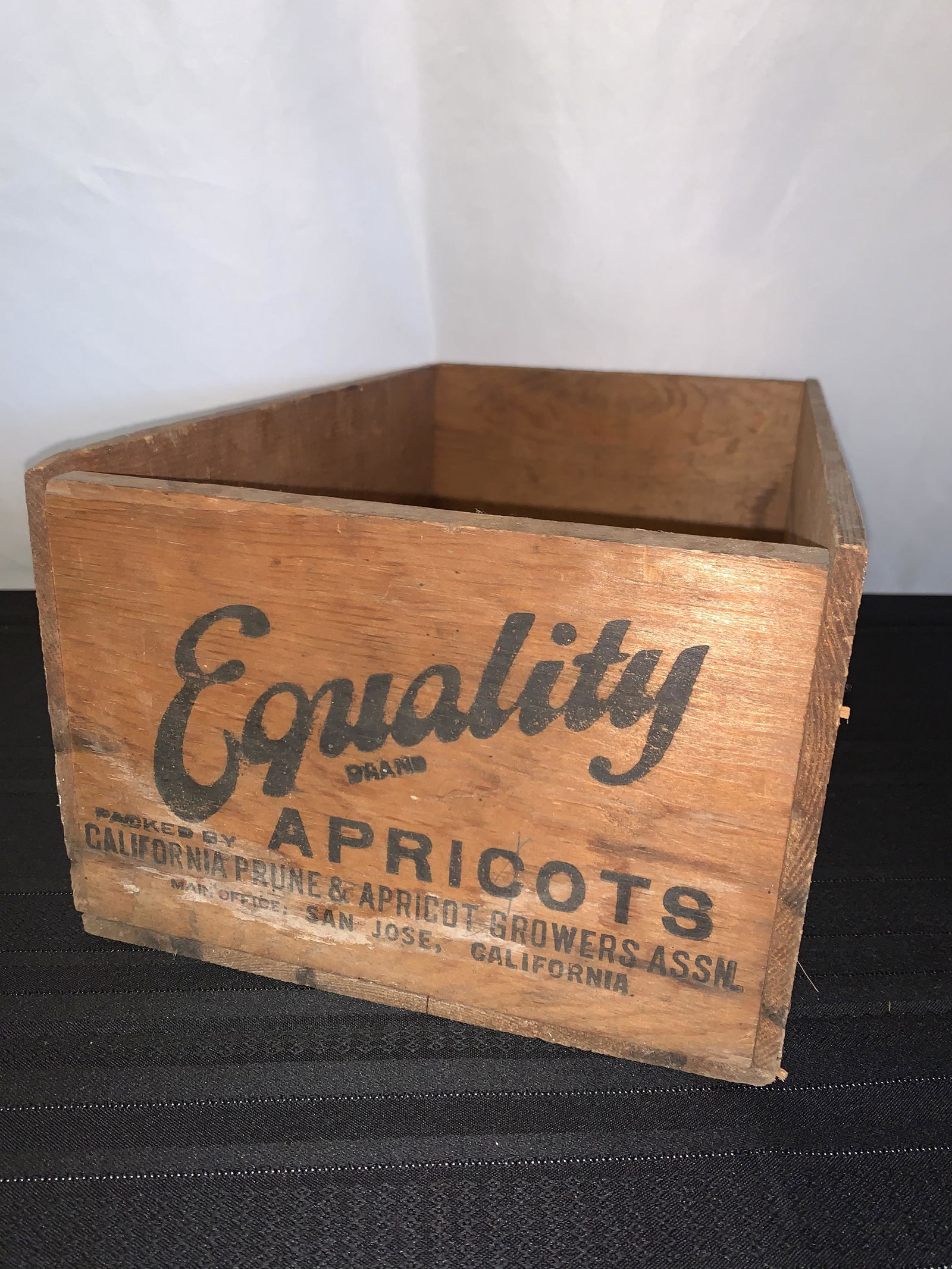 Vintage Apricot Advertisement Box: Vintage Equality Apricot Wooden Box, 10x16, San Jose California