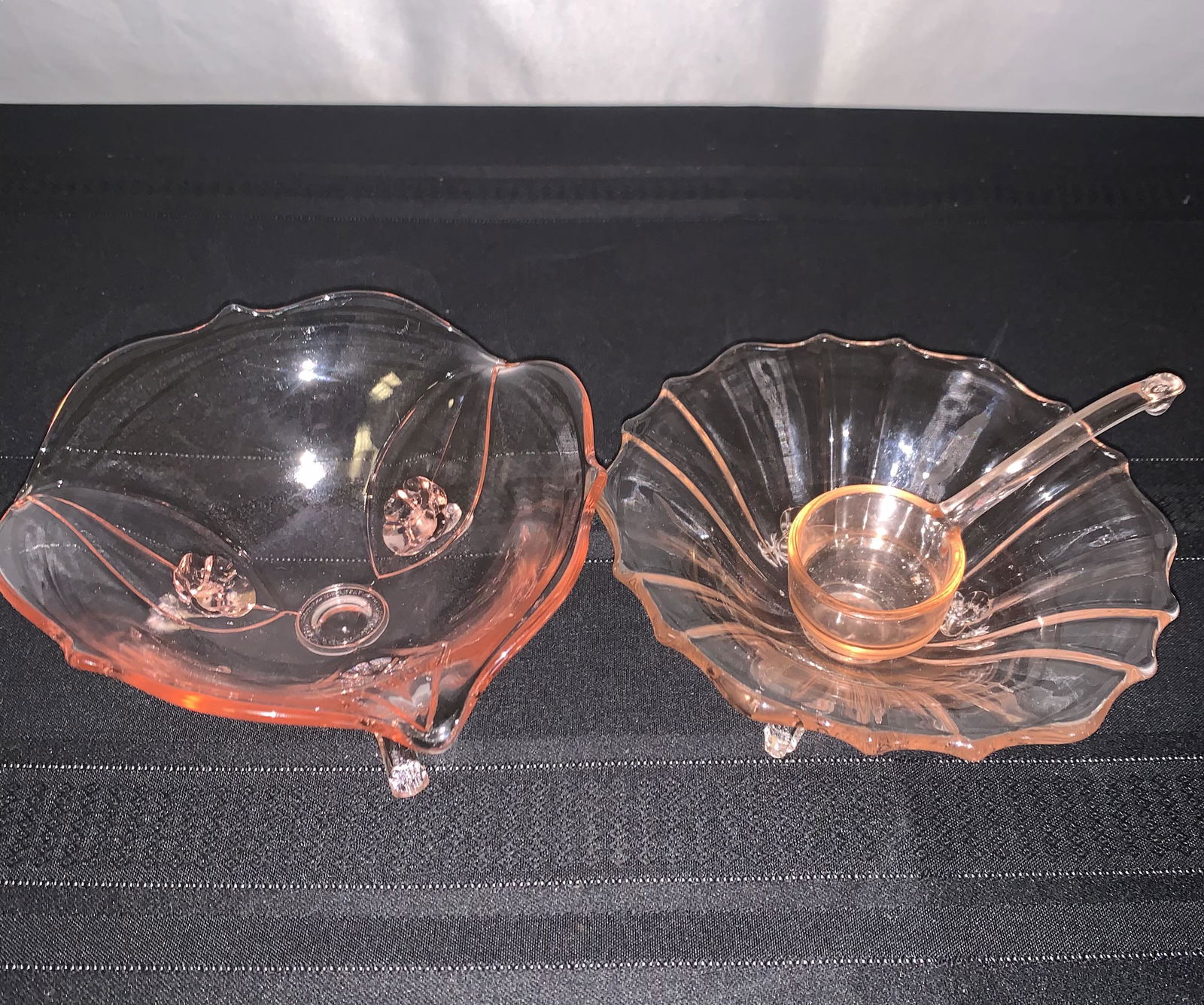 Pink Footed Depression Glass Dishes (1 of 2)