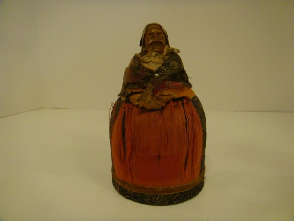 Vintage Pin Cushion: wooden face and hands. vintage pin cushion. Aprrox 6"