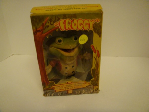 Vintage Gremlin "Froggy" Action Toy: froggy toy in its original box .