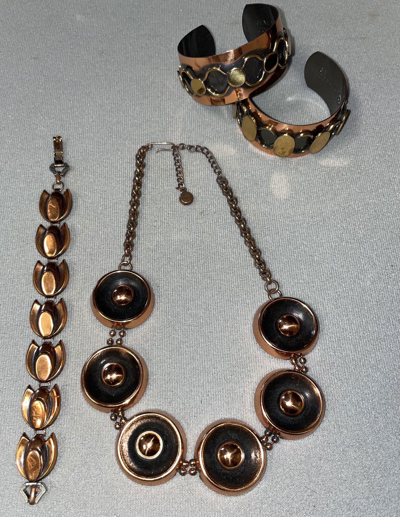 Copper Jewelry: Copper Jewelry, Bangles marked genuine copper, 1 necklace 3 bracelets