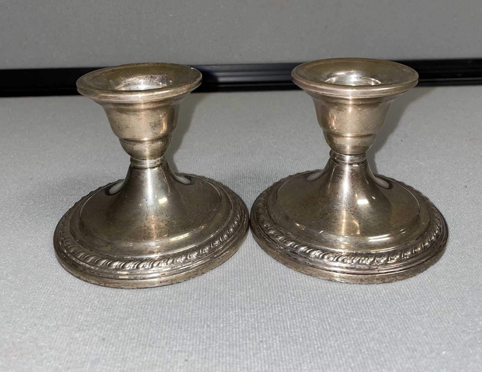La Pierre Sterling Weighted Candle Sticks: La Pierre Sterling Weighted Candle Sticks, 3''tall