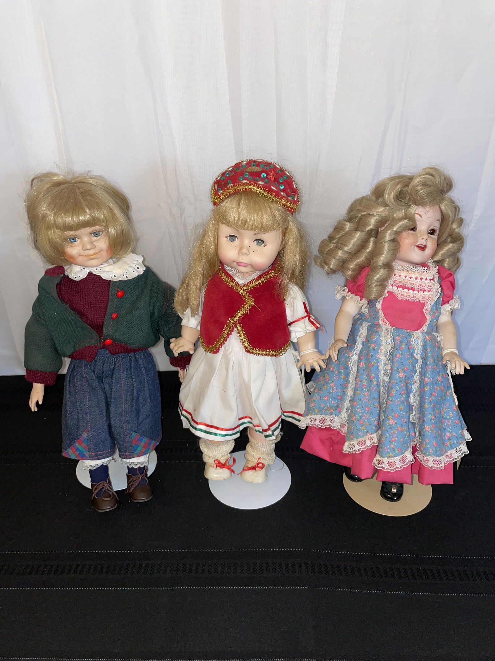 Porcelain Doll Lot: 16'' Porcelain Cloth Body Boy Doll, Effanbee 16'' Doll, 15'' Porcelain Shirley Look a Like by Nancy steele