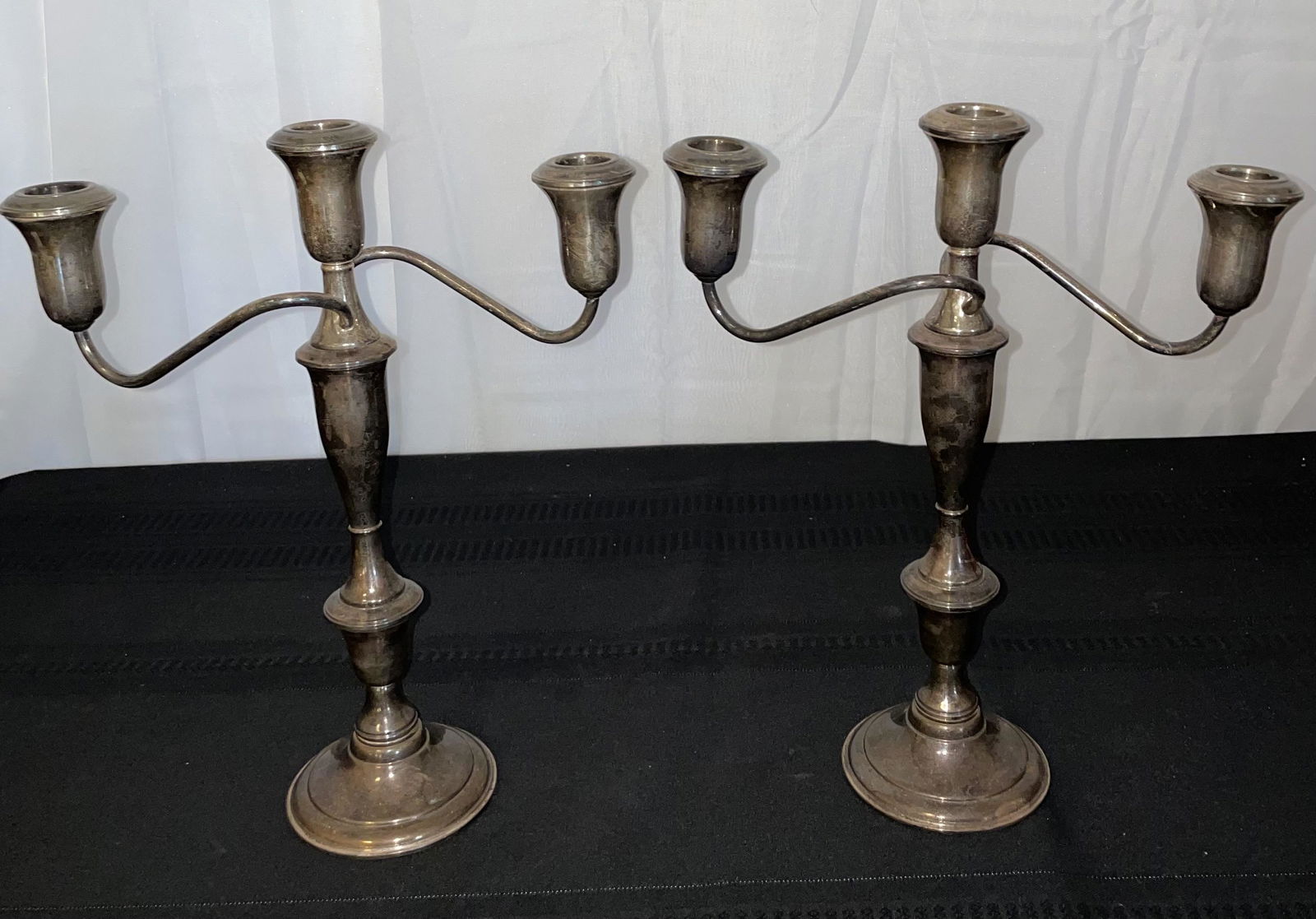 Pair Sterling Weighted Candleabras, AMC (1 of 4)
