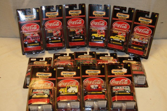 15 Coca-Cola Matchbox Collectibles: All coca-cola related matchbox cars in the original.
