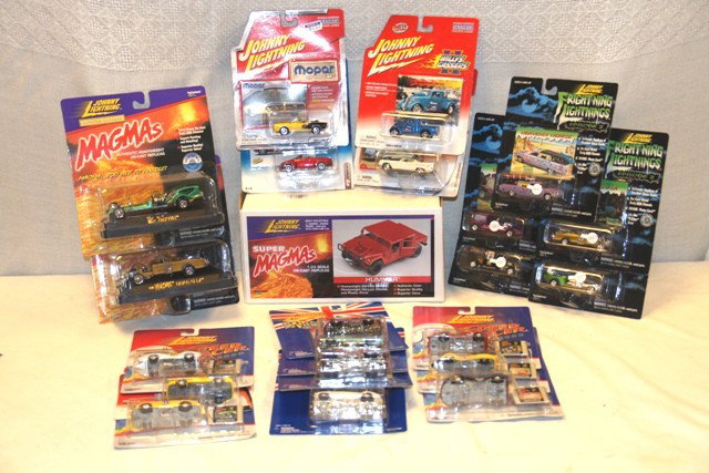 Collection of Various Johnny Lighting Cars: Various Johnny Lighting cars in packages, from the 70's through 90's.