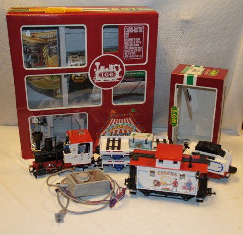 LGB Circus Train Set: Has been ran, original box, decals and addition circus car. In very good condition