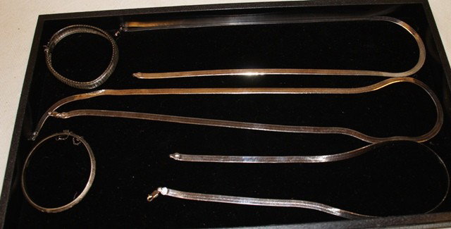 5 Sterling Silver Jewelry Pieces: Including 3 Chains and 2 Bracelets.