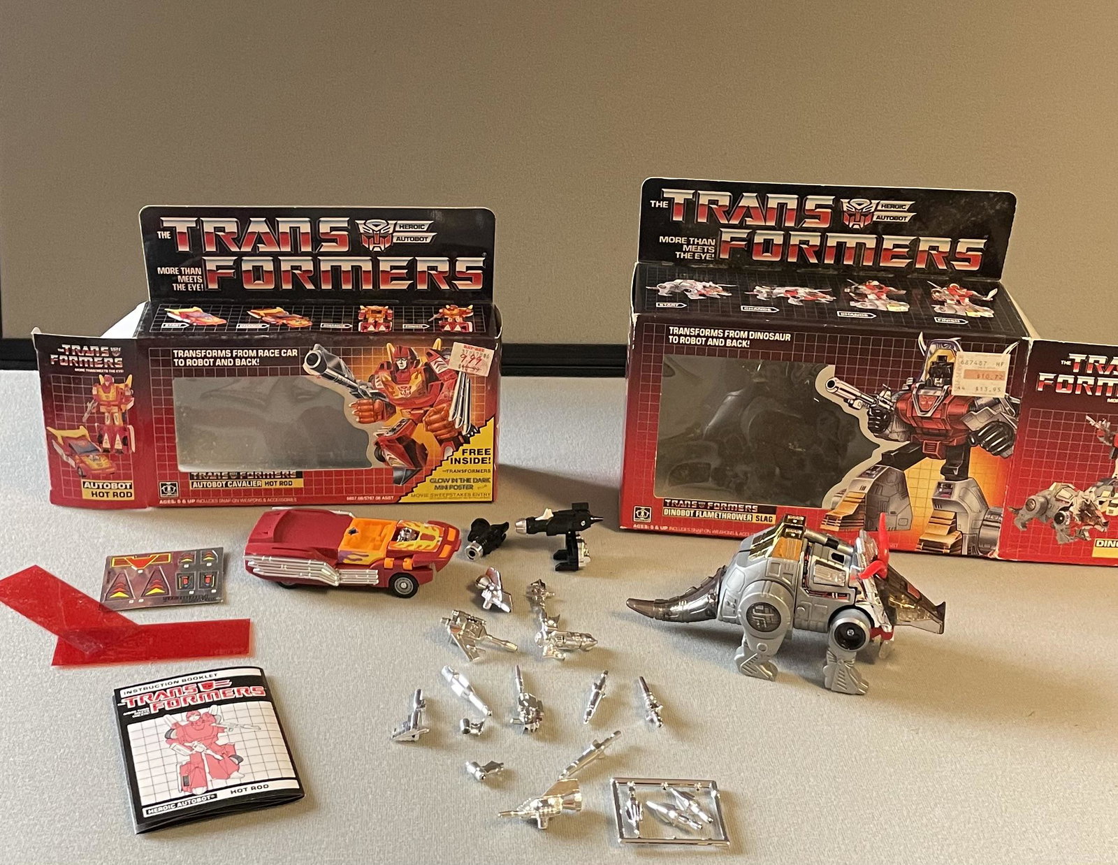 2 1980s Transformers, Hasbro, Dinobot Slag and Autobot Cavalier Hot Rod (1 of 6)
