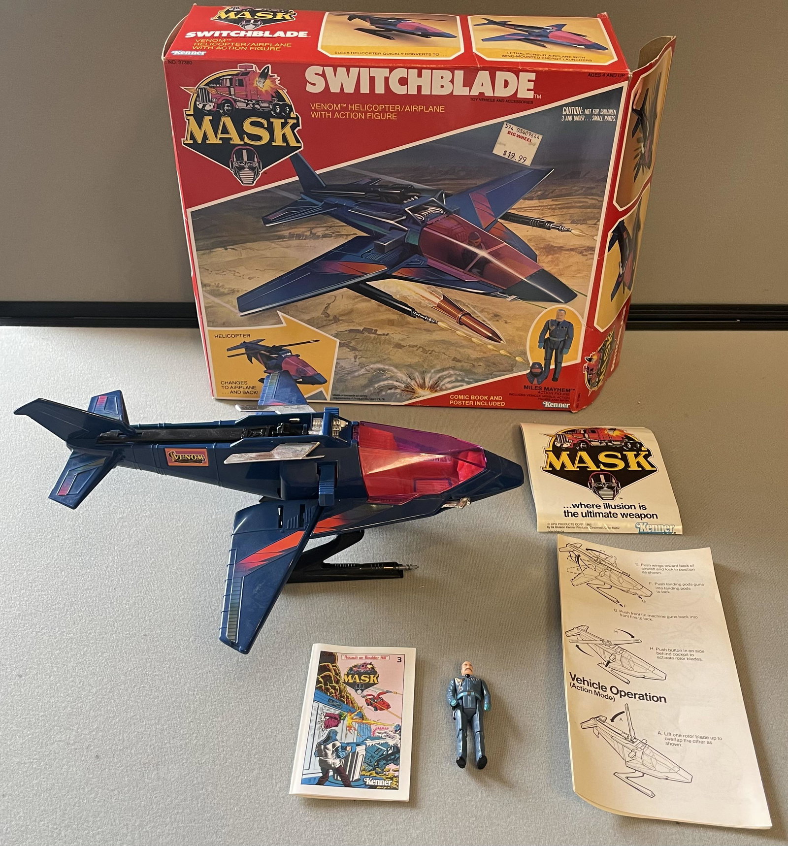 Kenner Switchblade Mask 1985: Kenner Switchblade Mask 1985, includes figure, box