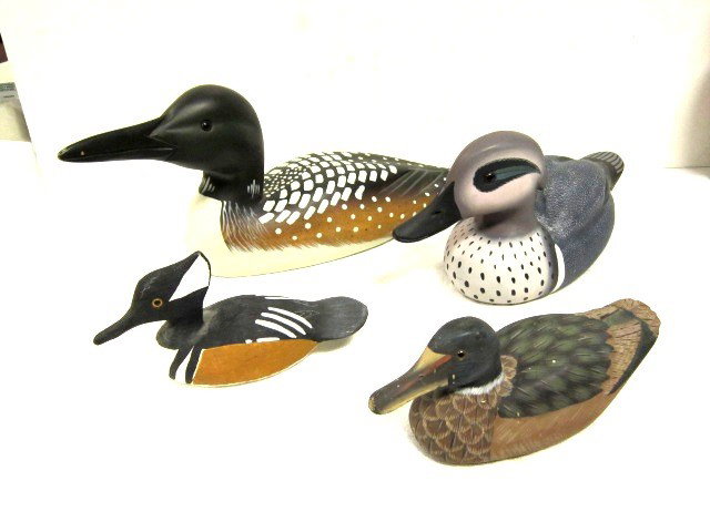 Lot of 4 Carved Wood Duck Decoys : Including Boyds collections and Steve Meritt collection. All in good condition.
