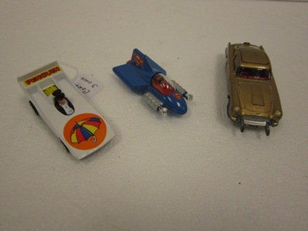 Corgi 1965 James Bond Aston Martin, 1979 Penguin c: Corgi 1965 James Bond Aston Martin DB5 1st issue car C8, Corgi 1979 Penguin mobile C9, Corgi 1979 Supermobile C9