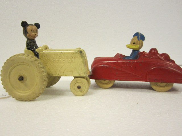 Sun Rubber Mickey Mouse/Donald Duck 2pc.: Sun Rubber Mickey Mouse Tractor and Donald Duck Roadster C7
