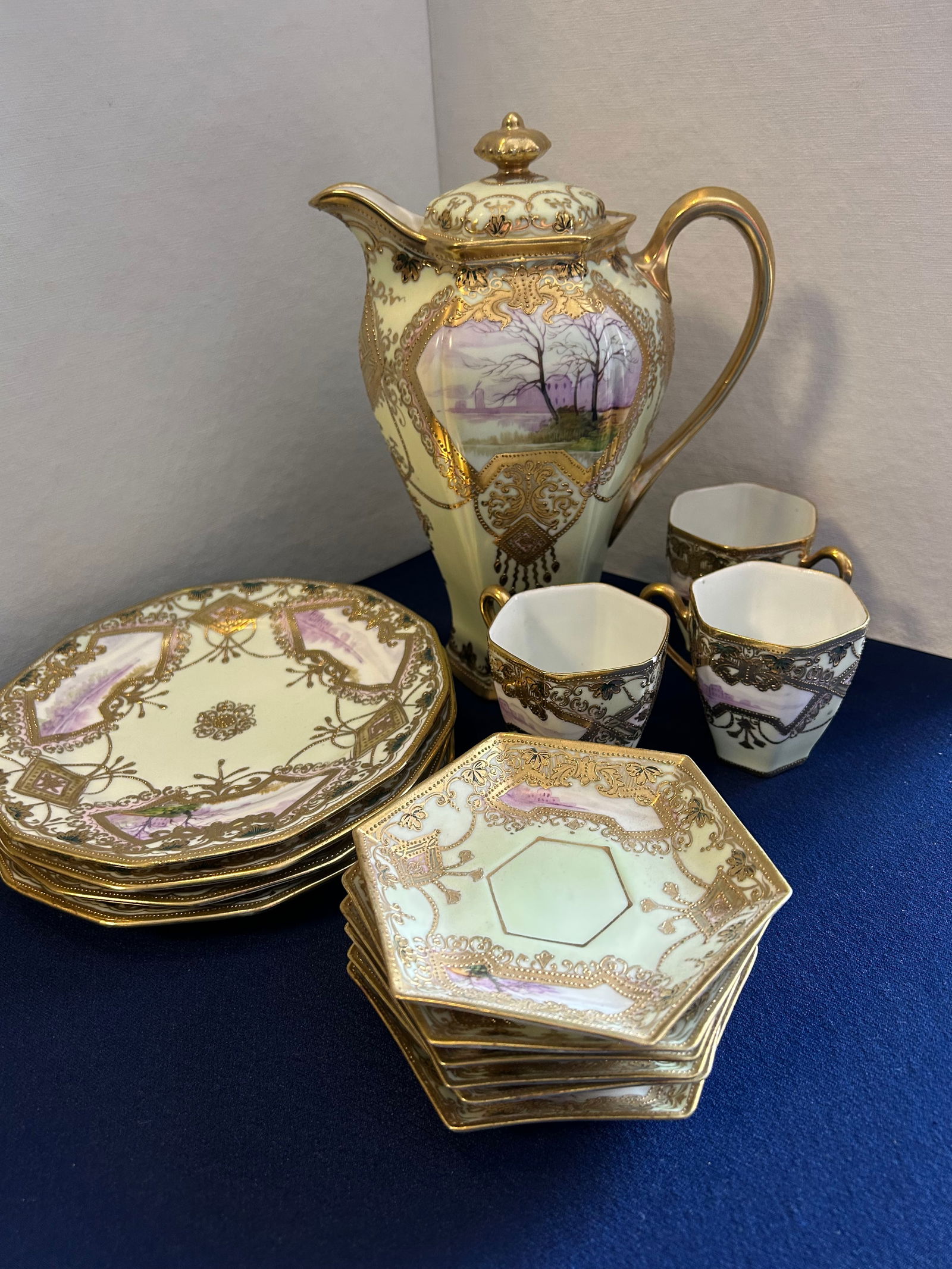 NIPPON CHOCOLATE SET, ENAMELED AND GUILT PORCELAIN (1 of 6)