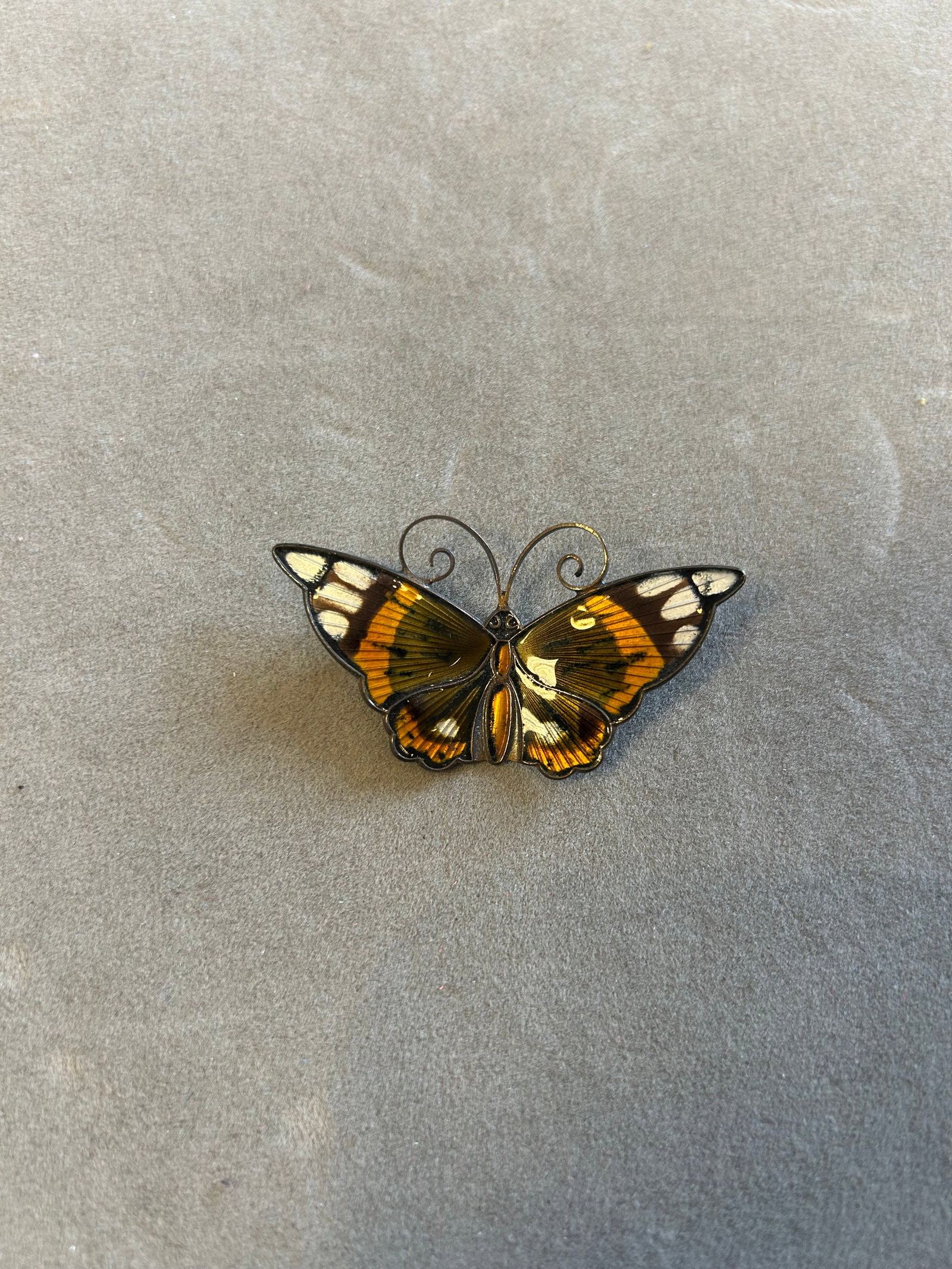 VINTAGE STERLING DAVID ANDERSON ENAMEL PIN: VINTAGE STERLING DAVID ANDERSON ENAMEL BUTTERFLY PIN NORWAY 2.5"W 1.25"H