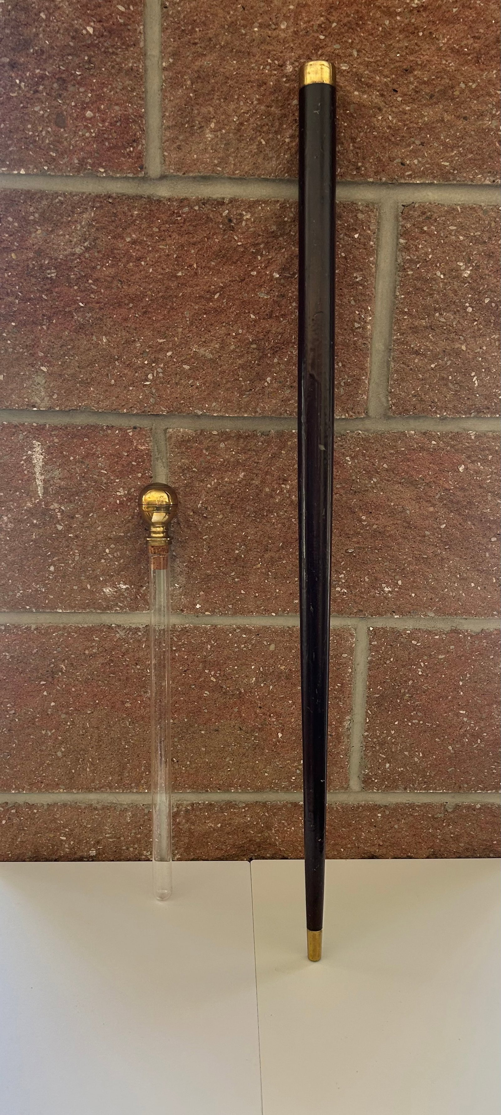 ANTIQUE GADGET CANE: GLASS VIAL (1 of 3)