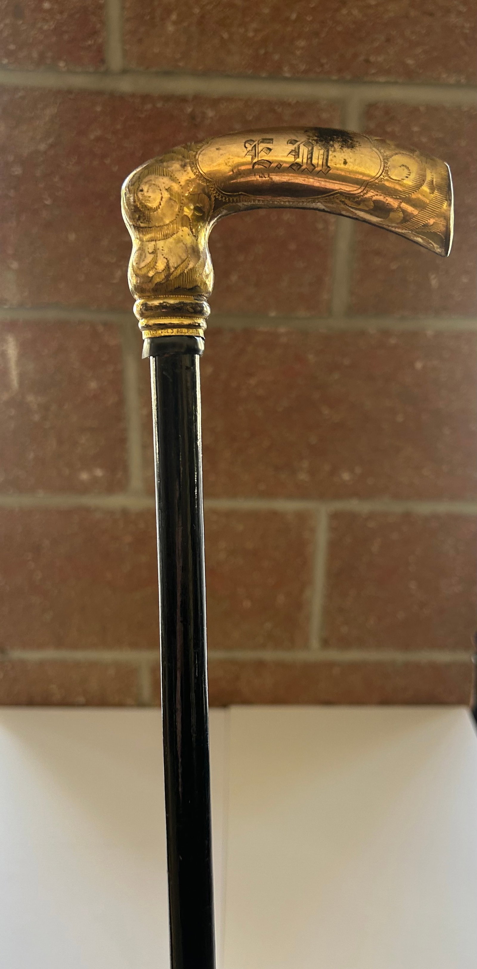 W.J.B & COMPANY, GOLD ROLLPLATE ANTIQUE CANE (1 of 5)