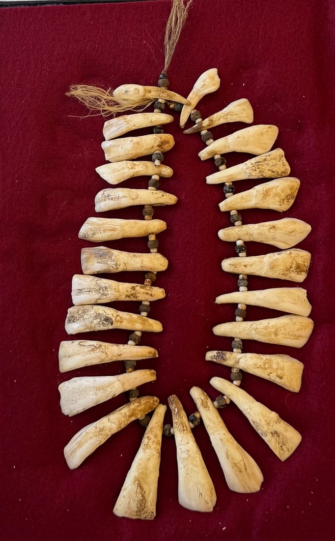 VINTAGE HAND STRUNG BUFFALO TOOTH NECKLACE (1 of 2)