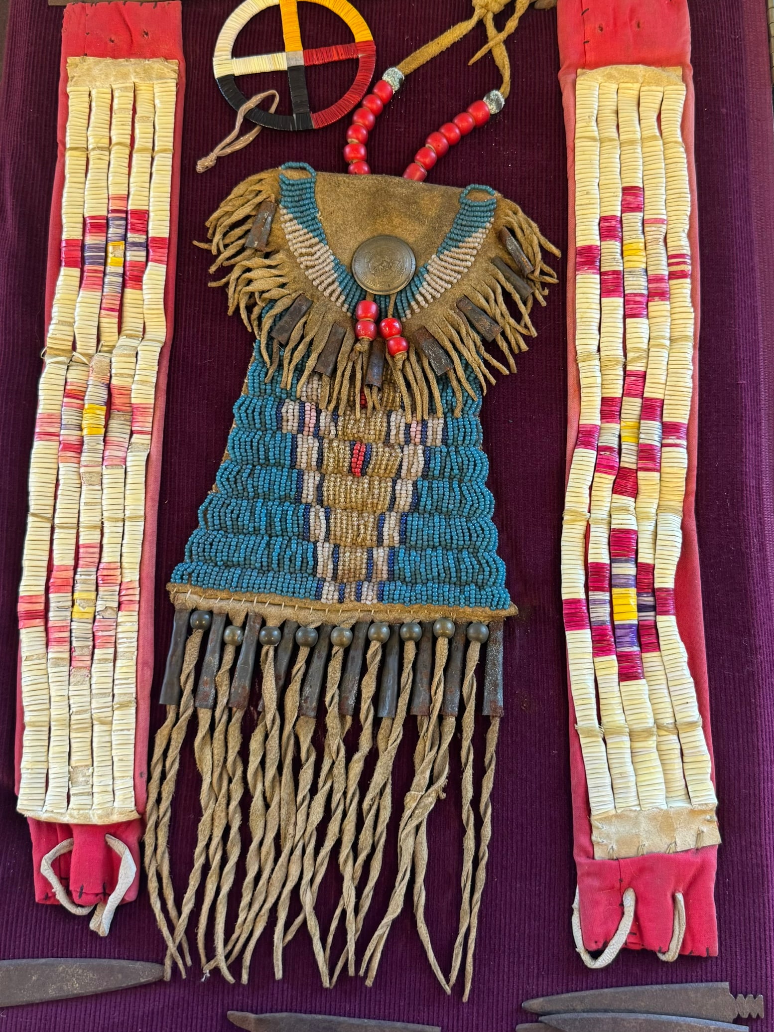 INDIAN STYLE HAIRPIPE, POUCH, MEDICINE WHEEL (1 of 5)