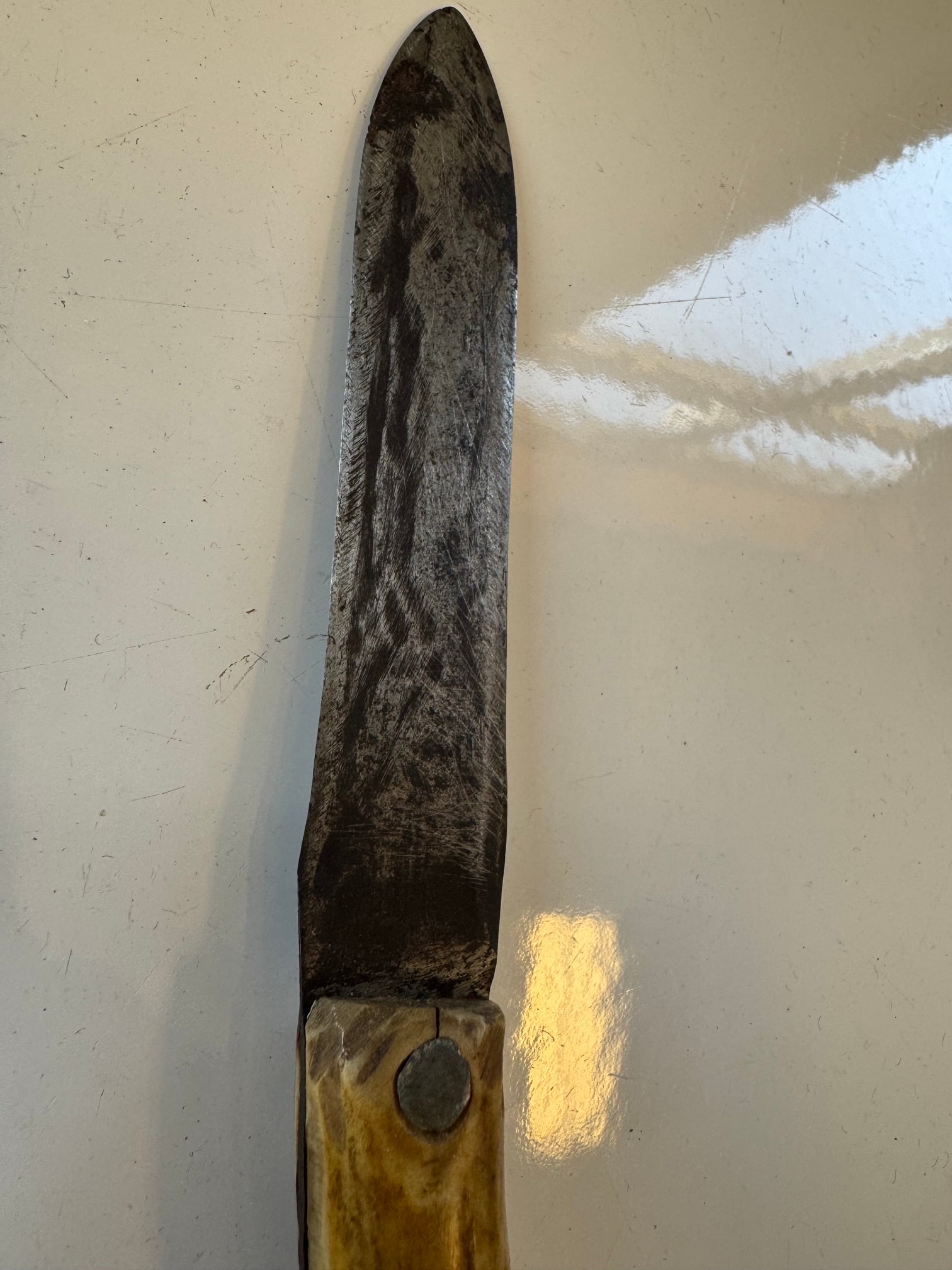 VINTAGE STAG ANTLER FIXED BLADE HUNTING KNIFE (1 of 4)