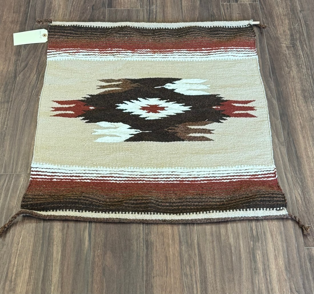 HANDWOVEN NAVAJO STYLE SMALL WOOL RUG OR TAPESTRY (1 of 2)