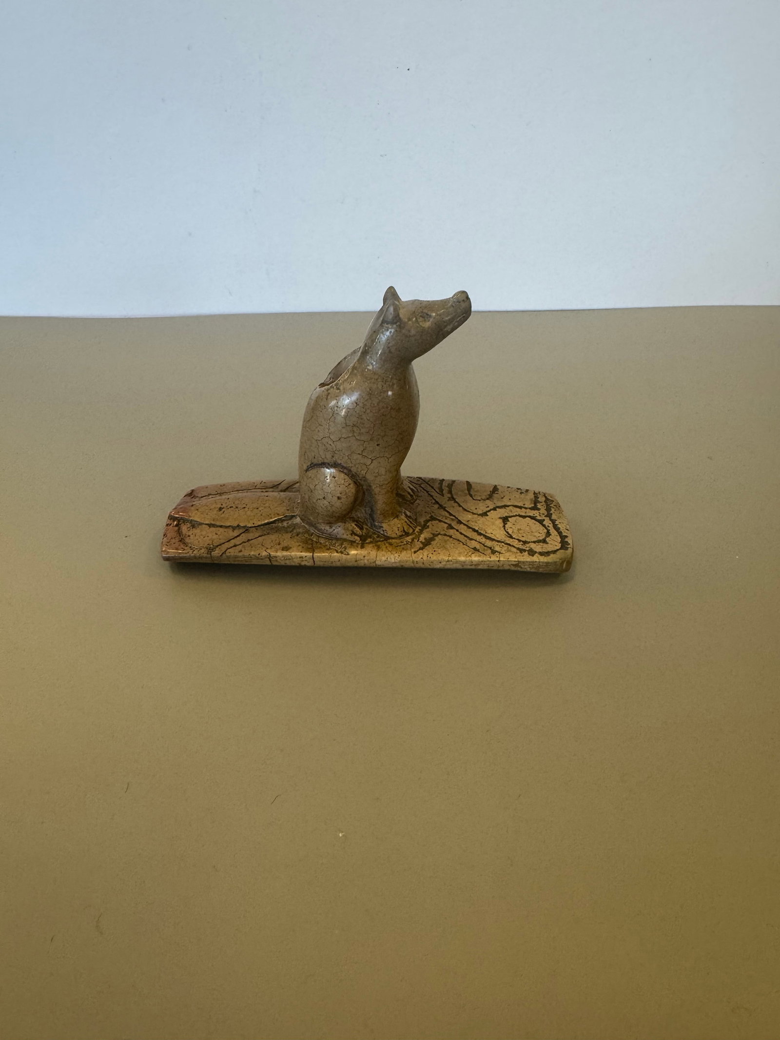 WOLF EFFIGY PLATFORM PIPE - 3