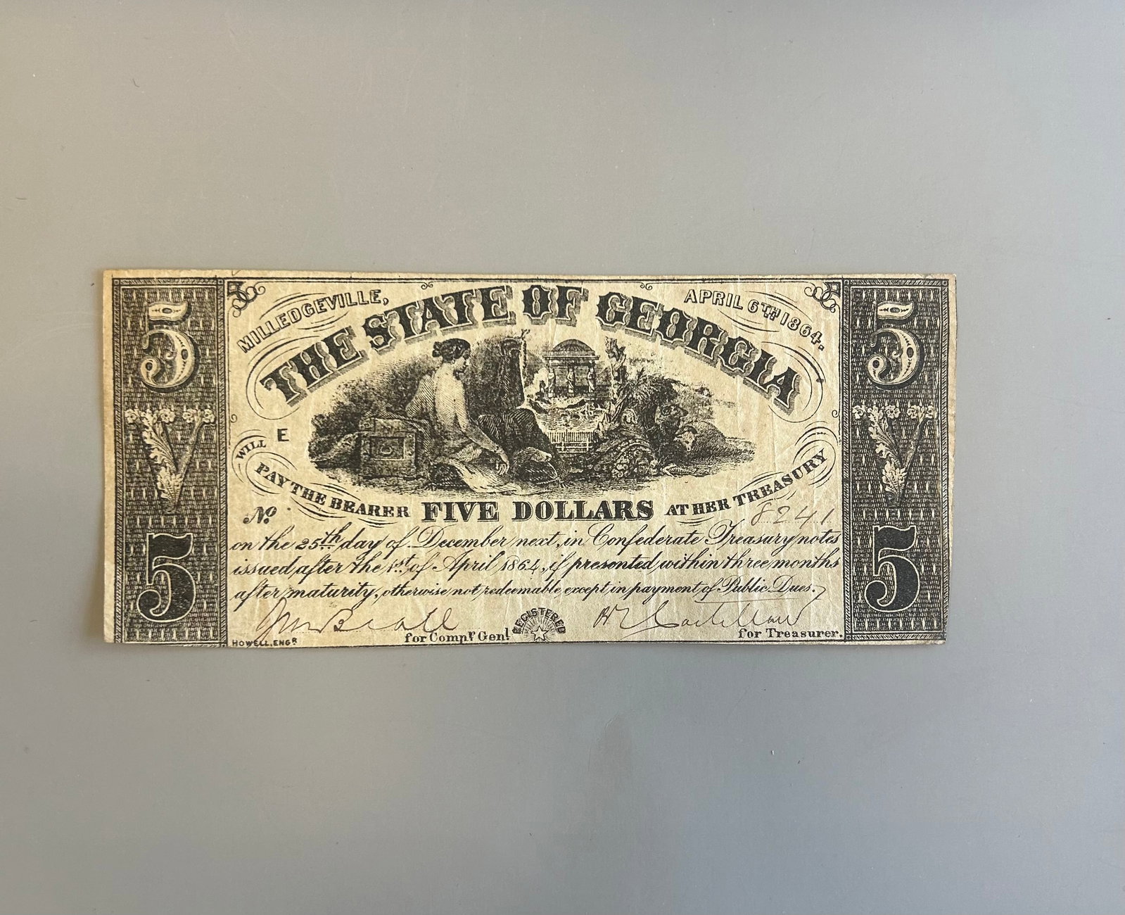 1864 CIVIL WAR-ERA $5 DOLLAR BANKNOTE (1 of 2)
