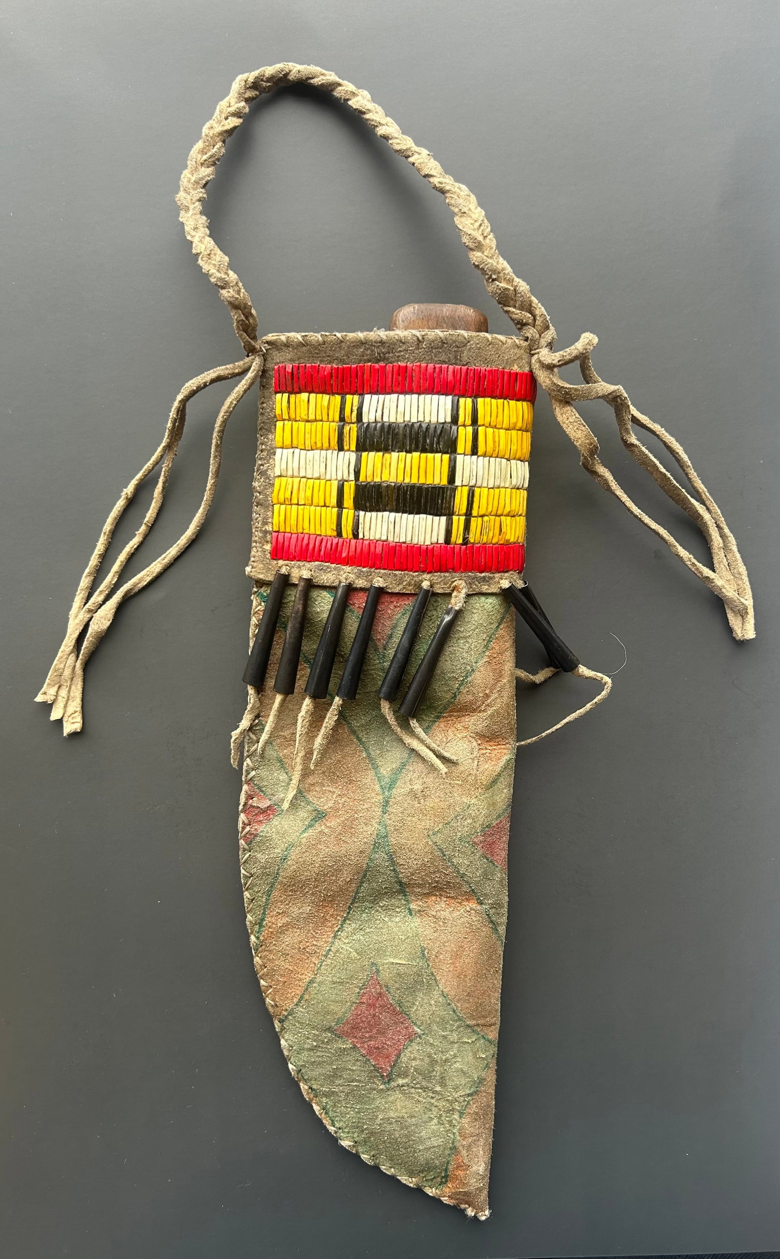 PLAINS STYLE PAINTED HIDE AND QUILLWORK SHEATH (1 of 3)