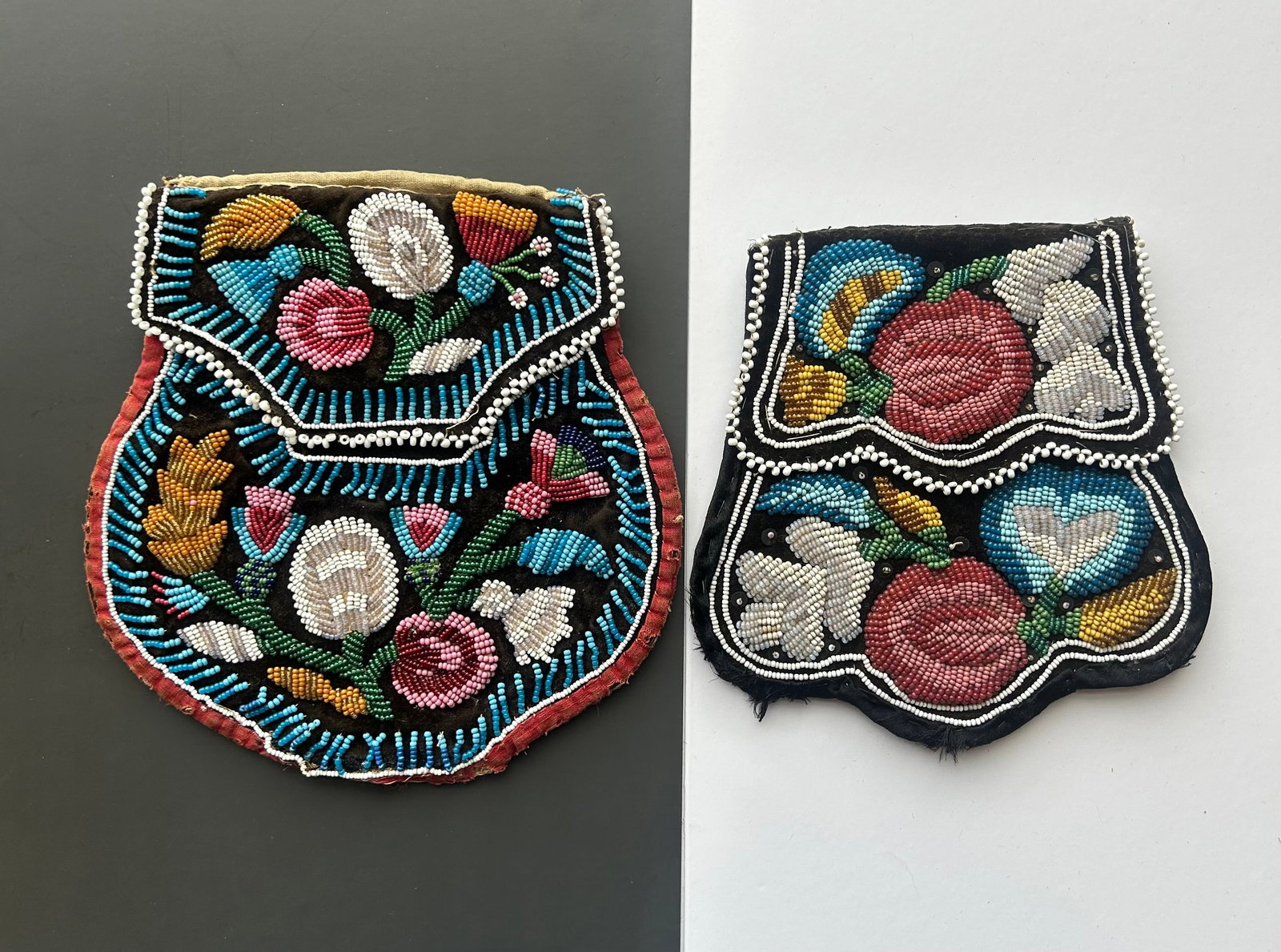 ANTIQUE NATIVE AMERICAN BEADED POUCH PAIR (1 of 6)