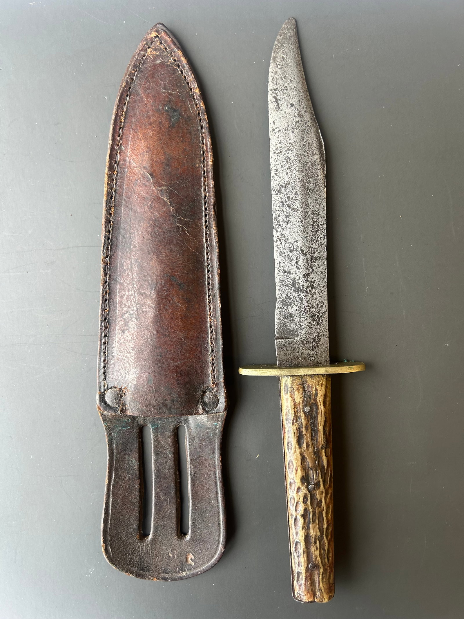 JOSEPH ALLEN & SON SHEFFIELD STAG KNIFE (1 of 3)