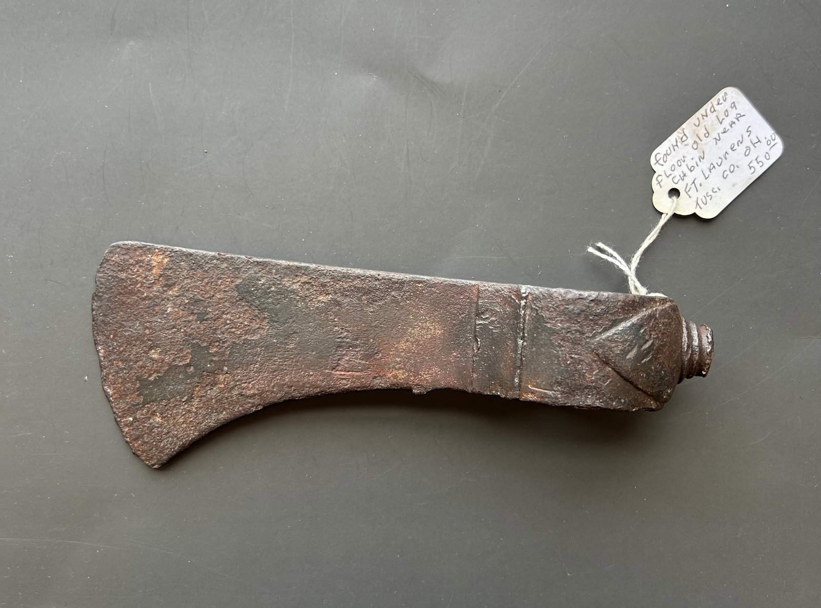 EARLY 19TH C. HAND FORGED IRON AXE HEAD (1 of 2)