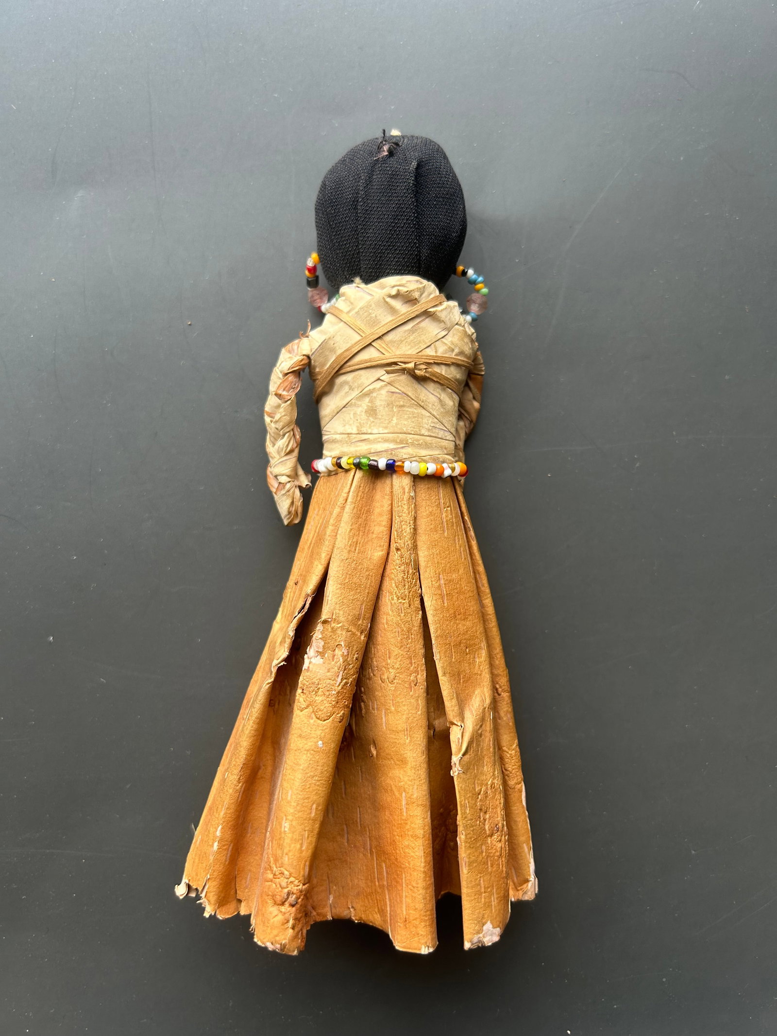 HANDCRAFTED NATIVE AMERICAN BIRCH BARK DOLL - 2