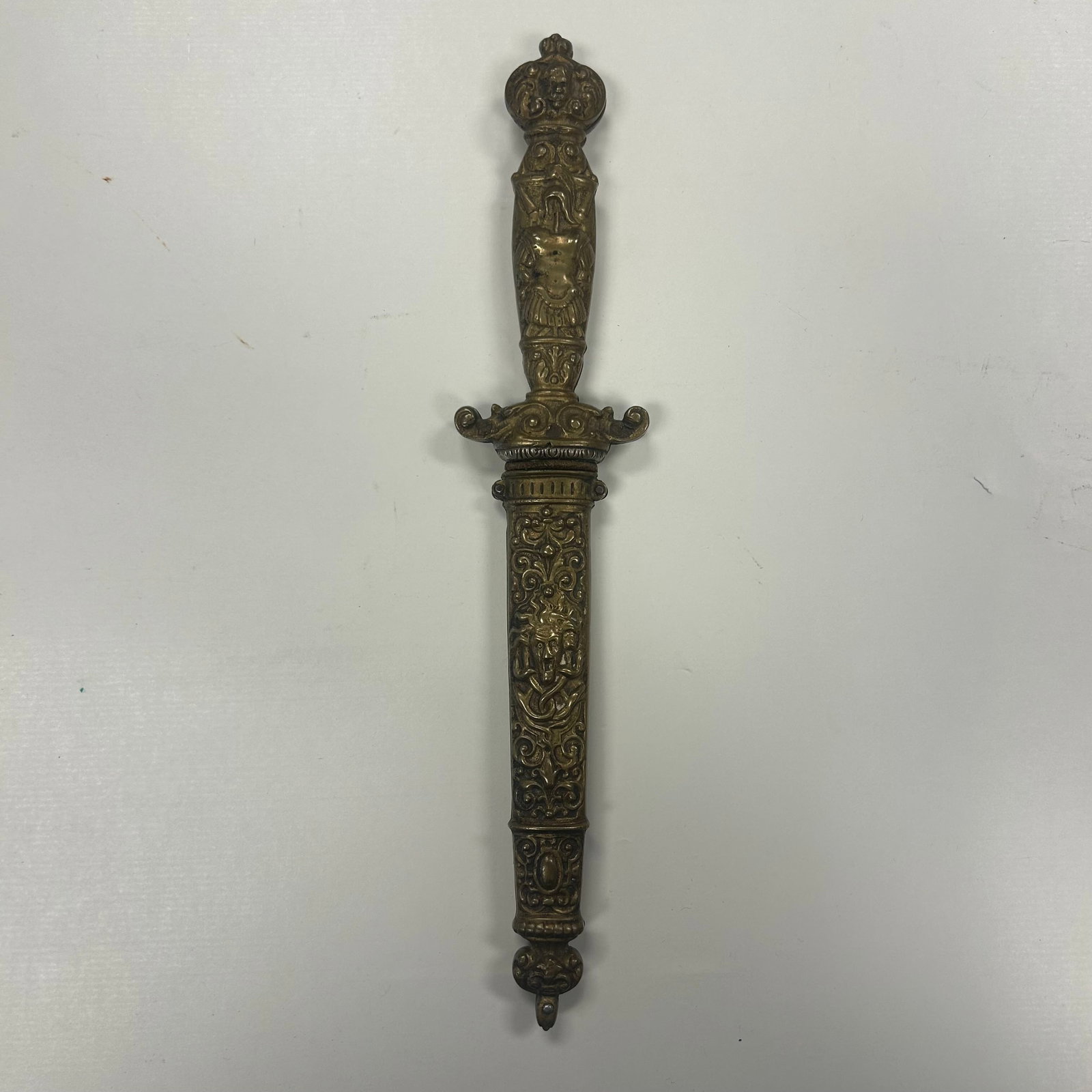 LATE 19th CENTURY ORNATE BRASS DAGGER & SHEATH (1 of 4)