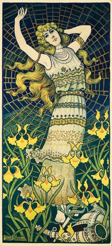 Folies-Bergère/Liane de Pougy.: Size: 23 x 50 5/8 in./58.5 x 128.5 cm. This is Berthon’s very first poster, advertising Liane de Pougy’s appearance in "L’Arraiganée d’Or” (The Golden Spider) at the Folies-Bergère in