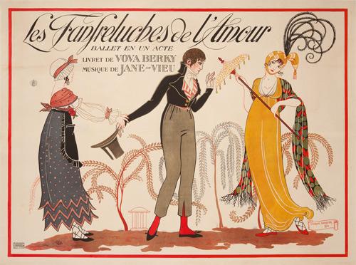 Les Fanfreluches de l'Amour. 1913: Artist: GEORGE BARBIER (1882-1932) Size: 62 x 46 1/2 in./157.5 x 118 cm Imp. Eug. Verneau/H. Chachoin, Paris The Frills of Love is a little known one-act ballet featuring music by Jane Vieu, also know