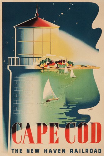 New Haven Railroad / Cape Cod. 1945: Artist: BEN NASON (1915- ) Size: 28 x 41 3/4 in./71 x 106 cm After World War II, the New Haven Railroad became an important passenger line, especially for New England vacation travel. Here, we see one