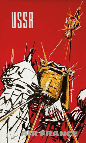 Air France / USSR. 1969: Artist: GEORGES MATHIEU (1921- ) Size: 24 x 39 1/2 in./61 x 100 cm Imp. Paul Dupont, Paris