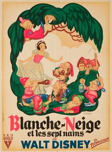 Blanche-Neige. 1937: Artist: BERNARD LANCY (1892-1964) Size: 22 1/2 x 30 7/8 in./57 x 78.4 cm Imp. Bedos, Paris The first full-length animated movie, Snow White was a landmark achievement for Walt Disney, changing the tra