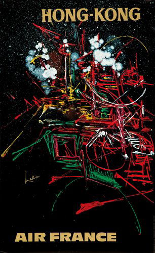 Air France / Hong Kong. 1968: Artist: GEORGES MATHIEU (1921- ) Size: 24 x 39 1/2 in./61 x 100 cm Imp. Courbet, Paris In 1968, Air France decided that its advertising should promote graphic innovation. As one of the company directo