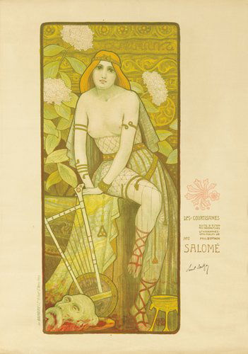 Salomé. 1898: Artist: PAUL BERTHON (1872-1909) Size: 24 3/4 x 35 in./62.8 x 89 cm Imp. Bougerie, Paris One of two panels in the Courtisanes Célèbres suite (the other being Phyrné, see PAI-XXXIII, 210), this imag