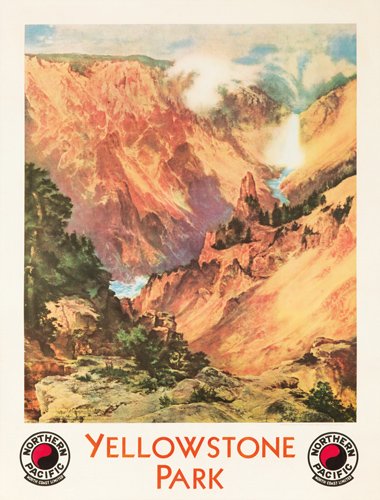 Northern Pacific / Yellowstone Park. 1924: Artist: THOMAS MORAN (1837-1926) Size: 30 3/8 x 39 3/4 in./77 x 101 cm This is the vertical format of the previous poster.