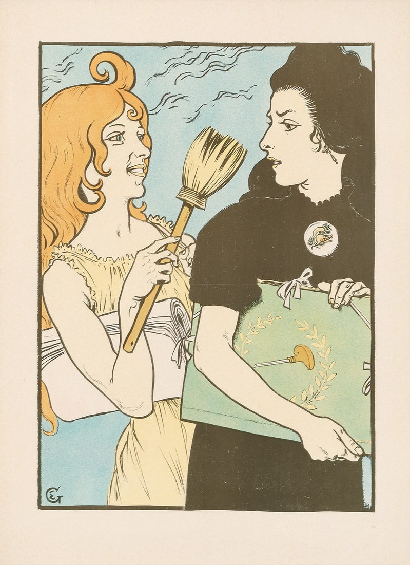 EUGÈNE GRASSET (1841-1917): Artist: EUGÈNE GRASSET (1841-1917) Size: 18 1/2 x 25 3/8 in./47 x 64.5 cm Condition: A. Framed. Reference: PAI-LXX, 380 Key Words: Art Nouveau; Posters on Posters L'Estampe et L'Affiche. 1895.