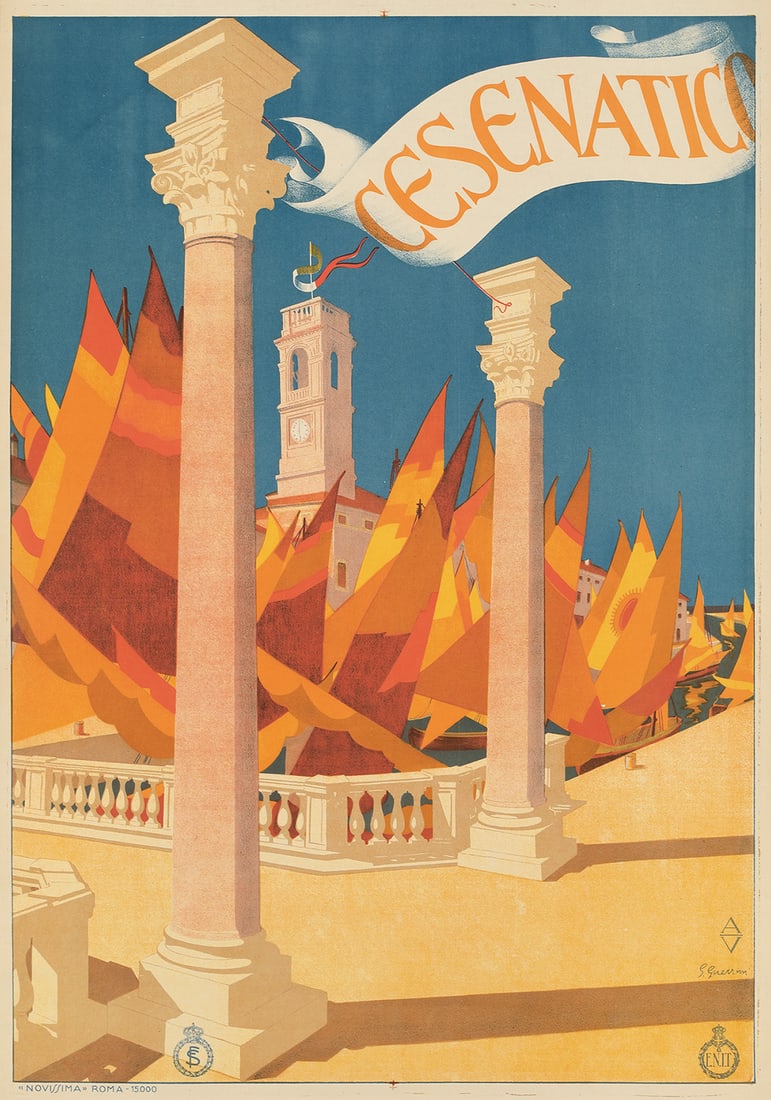 GIOVANNI GUERRINI (1887-1972): Artist: GIOVANNI GUERRINI (1887-1972) Size: 27 1/2 x 39 1/2 in./69.8 x 100.2 cm Condition: A. Printer: Novissima, Roma Reference: Manifesti Posters/Travel, p. 175 Key Words: Italian