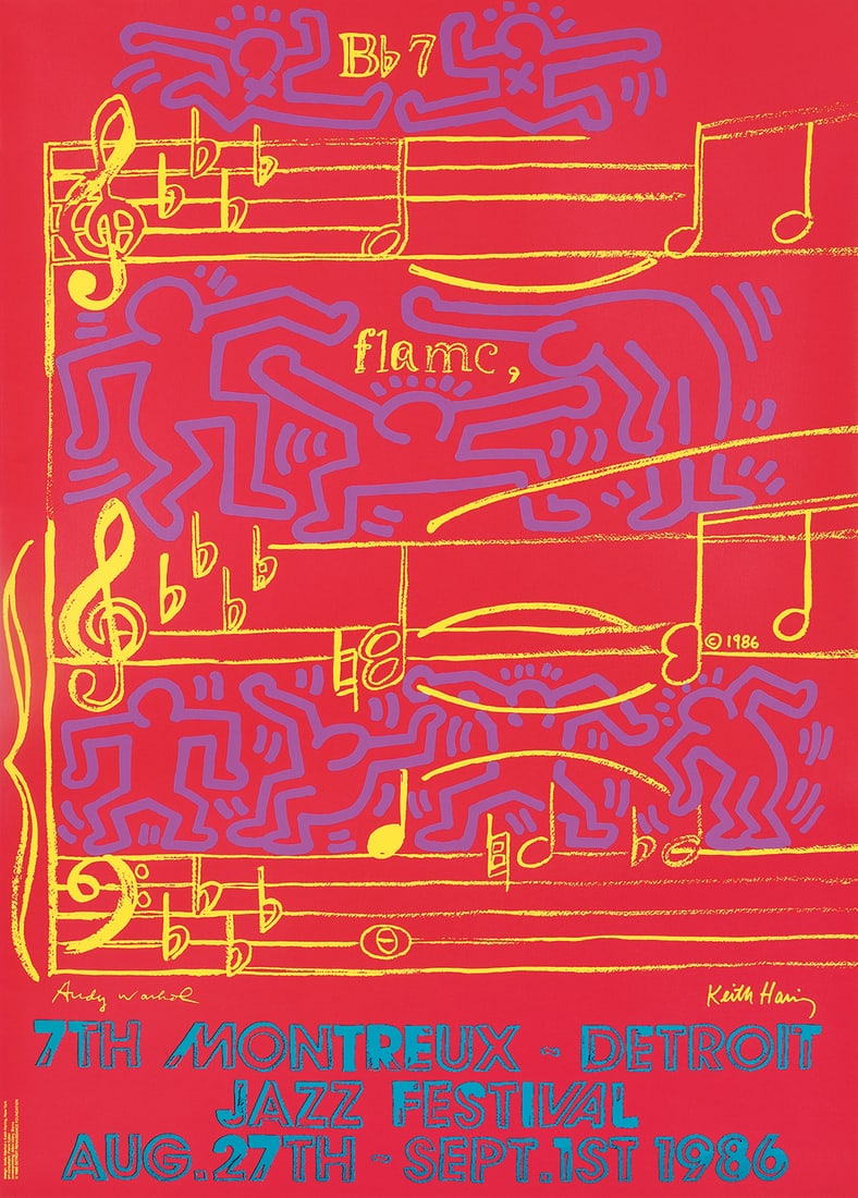 KEITH HARING (1958-1990) & ANDY WARHOL (1928-1987): Artist: KEITH HARING (1958-1990) & ANDY WARHOL (1928-1987) Size: 27 5/8 x 39 1/4 in./70 x 99.7 cm Condition: A. Printer: Albin Uldry, Berne Reference: PAI-LXXVI, 297 Key Words: Contemporary; A