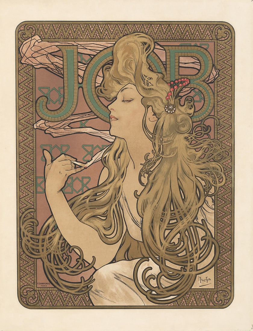 ALPHONSE MUCHA (1860-1939): Artist: ALPHONSE MUCHA (1860-1939) Size: 16 1/2 x 21 1/2 in./42 x 54.5 cm Condition: A. Framed. Printer: Imp. F. Champenois, Paris Reference: Rennert/Weill, 15; Lendl/Prague, p. 118; Mucha/Art Nouveau