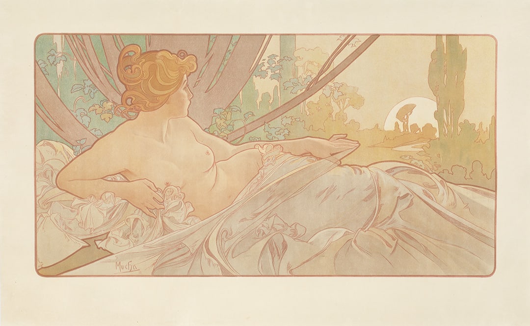 ALPHONSE MUCHA (1860-1939): Artist: ALPHONSE MUCHA (1860-1939) Size: 40 x 24 3/8 in./101.7 x 62 cm Condition: A. Printer: Imp. F. Champenois, Paris Reference (all var but PAI): Rennert/Weill, 70; Lendl/Prague, p. 217; PAI-XC, 34