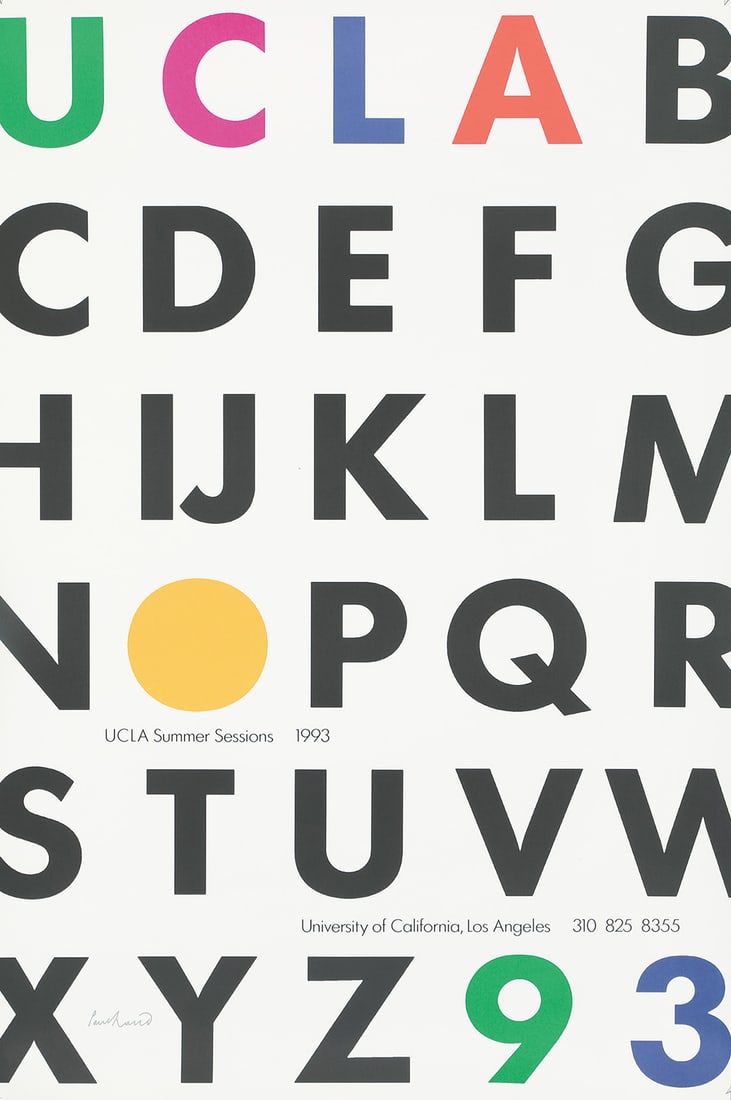 PAUL RAND (1914-1996): Artist: PAUL RAND (1914-1996) Size: 24 x 36 in./60.8 x 91.5 cm Condition: A/P. Reference: PAI-LXXXIX, 362 Key Words: Contemporary; American UCLA Summer Sessions. 1993. When the Universi