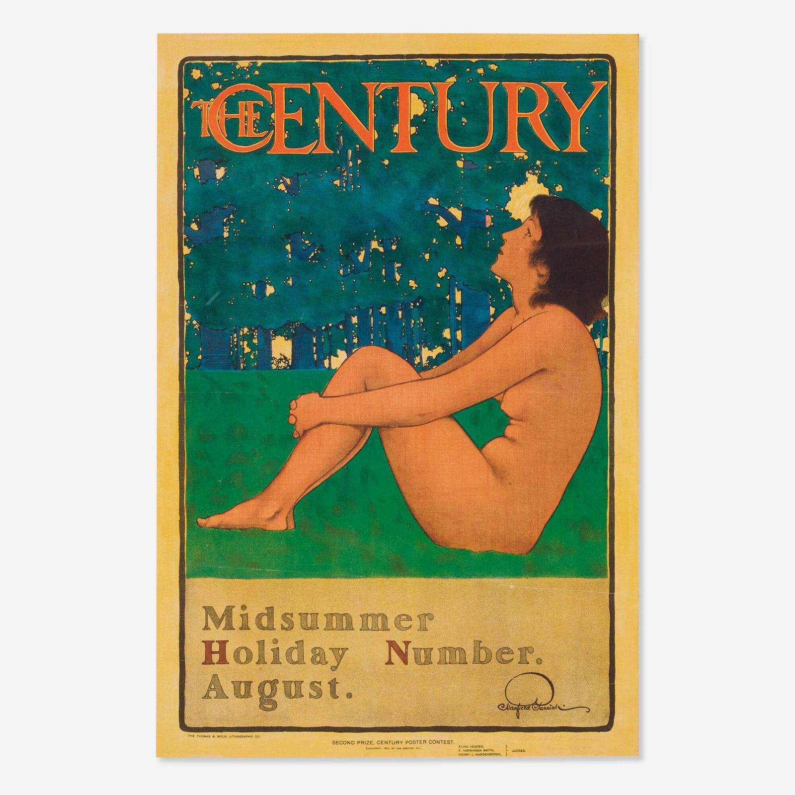 Maxfield Parrish, The Century / Midsummer Holiday Number: Maxfield Parrish The Century / Midsummer Holiday Number 1897 19.75 h x 13.25 w in (50 x 34 cm) Parrish illustrated many magazines?Scribner's, Collier's, Success, Lippincott's