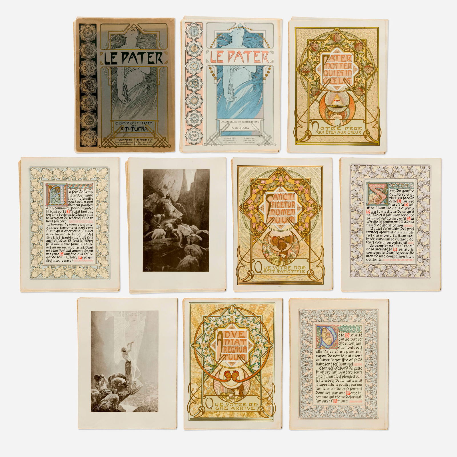 Alphonse Mucha, Le Pater: Alphonse Mucha Le Pater 1899lithographs in bound book portfolio 16 h x 12 w x 1 d in (41 x 30 x 3 cm) Consisting of a series of seven drawings, Le Pater is considered to be Mucha's prin